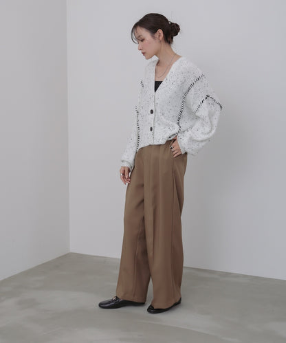 チョコチップ風ネップ ショート丈ニットカーディガン
