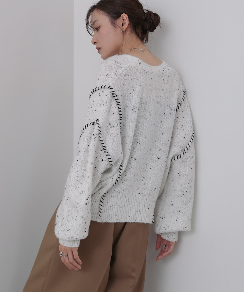 チョコチップ風ネップ ショート丈ニットカーディガン