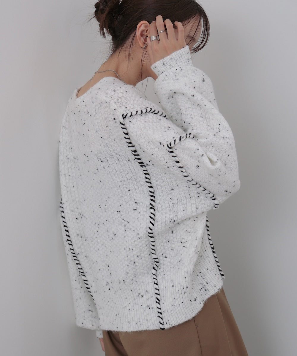 チョコチップ風ネップ ショート丈ニットカーディガン