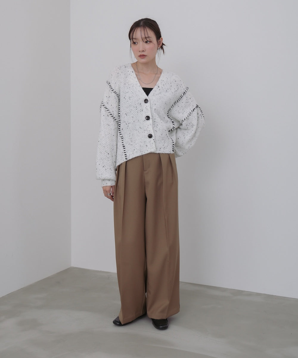 チョコチップ風ネップ ショート丈ニットカーディガン