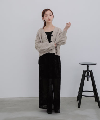 チョコチップ風ネップ ショート丈ニットカーディガン