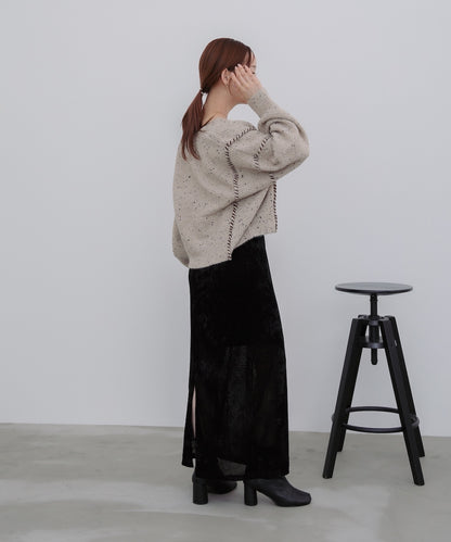 チョコチップ風ネップ ショート丈ニットカーディガン