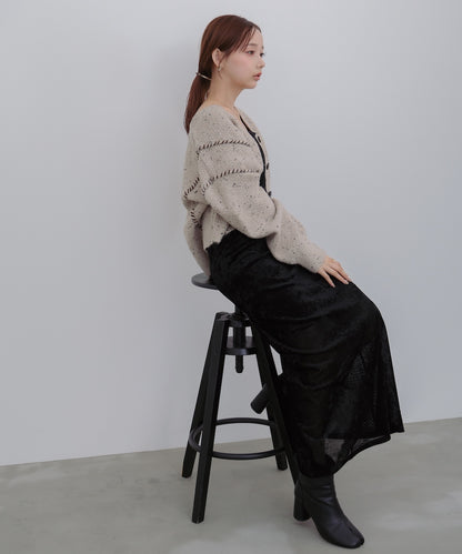 チョコチップ風ネップ ショート丈ニットカーディガン