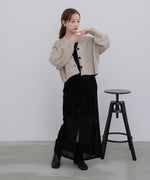 チョコチップ風ネップ ショート丈ニットカーディガン