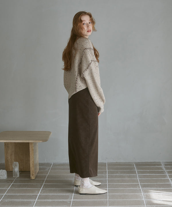 チョコチップ風ネップ ショート丈ニットカーディガン