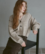 チョコチップ風ネップ ショート丈ニットカーディガン