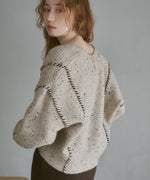 チョコチップ風ネップ ショート丈ニットカーディガン