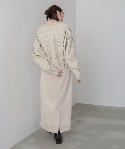 チョコチップ風ネップ ショート丈ニットカーディガン