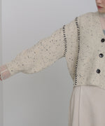 チョコチップ風ネップ ショート丈ニットカーディガン