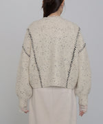 チョコチップ風ネップ ショート丈ニットカーディガン