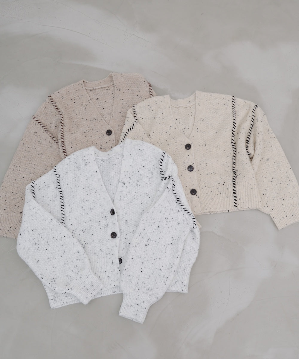 チョコチップ風ネップ ショート丈ニットカーディガン