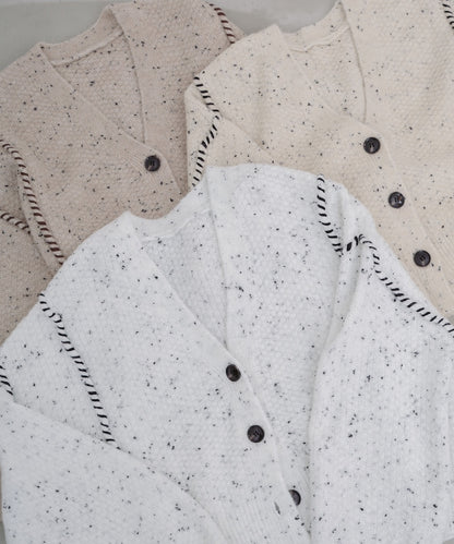 チョコチップ風ネップ ショート丈ニットカーディガン