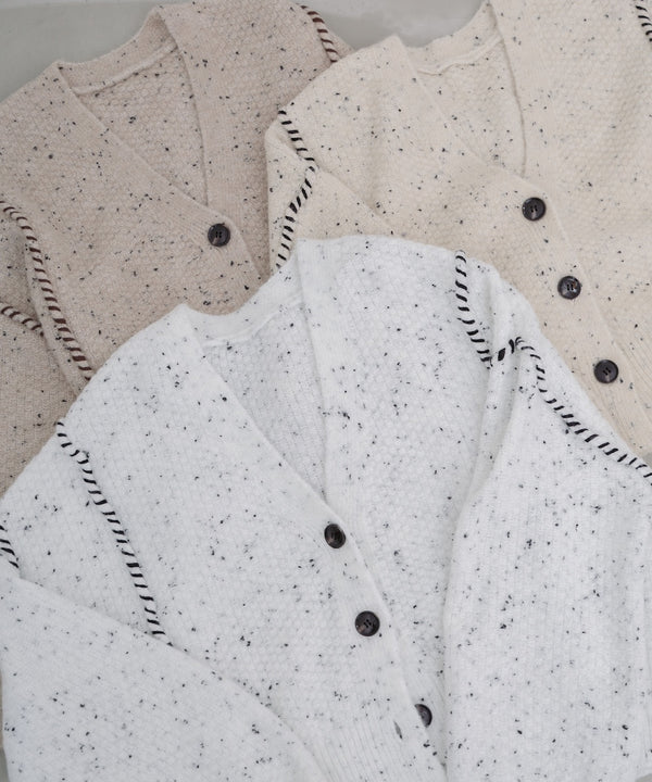 チョコチップ風ネップ ショート丈ニットカーディガン