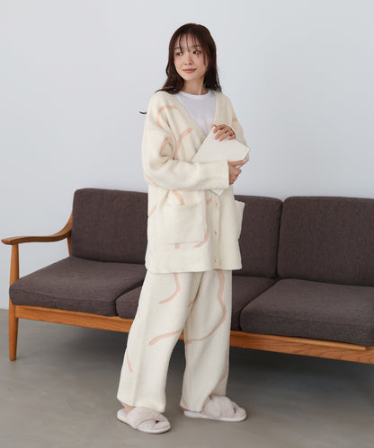 【ルームウェア】ウェーブモチーフふわもちカーディガン