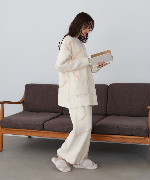 【ルームウェア】ウェーブモチーフふわもちカーディガン