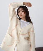 【ルームウェア】ウェーブモチーフふわもちカーディガン