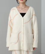 【ルームウェア】ウェーブモチーフふわもちカーディガン