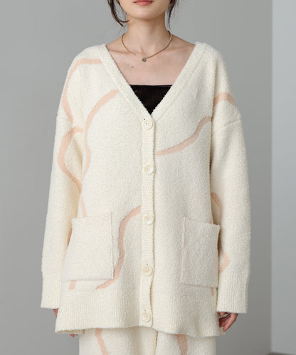 【ルームウェア】ウェーブモチーフふわもちカーディガン