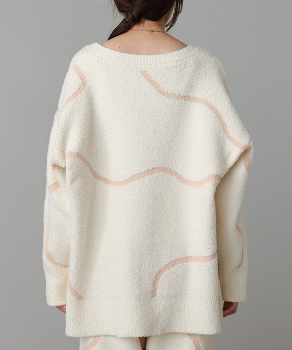 【ルームウェア】ウェーブモチーフふわもちカーディガン