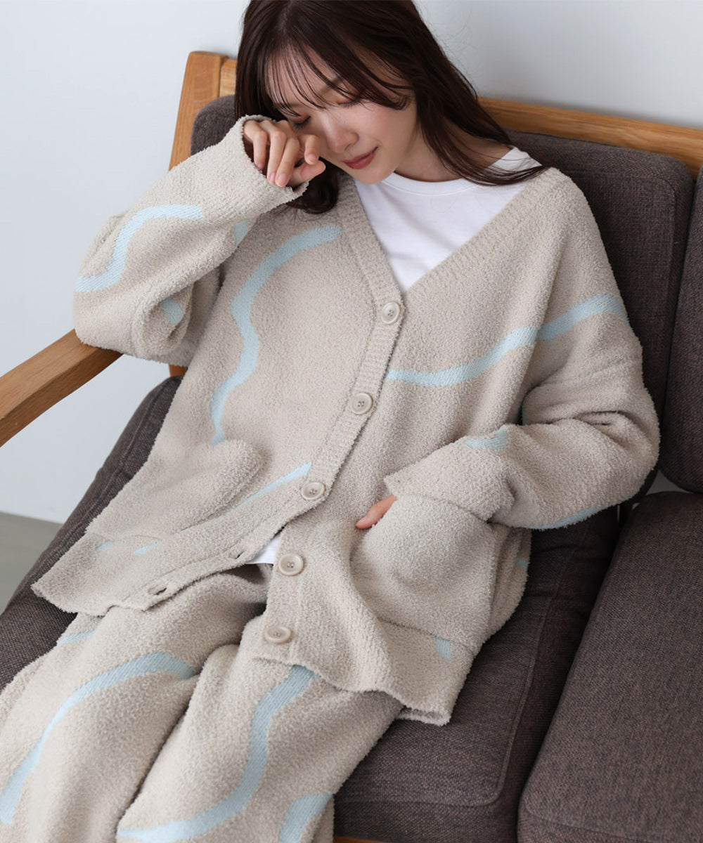 【ルームウェア】ウェーブモチーフふわもちカーディガン