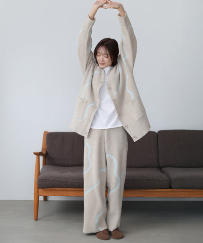 【ルームウェア】ウェーブモチーフふわもちカーディガン