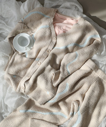 【ルームウェア】ウェーブモチーフふわもちカーディガン