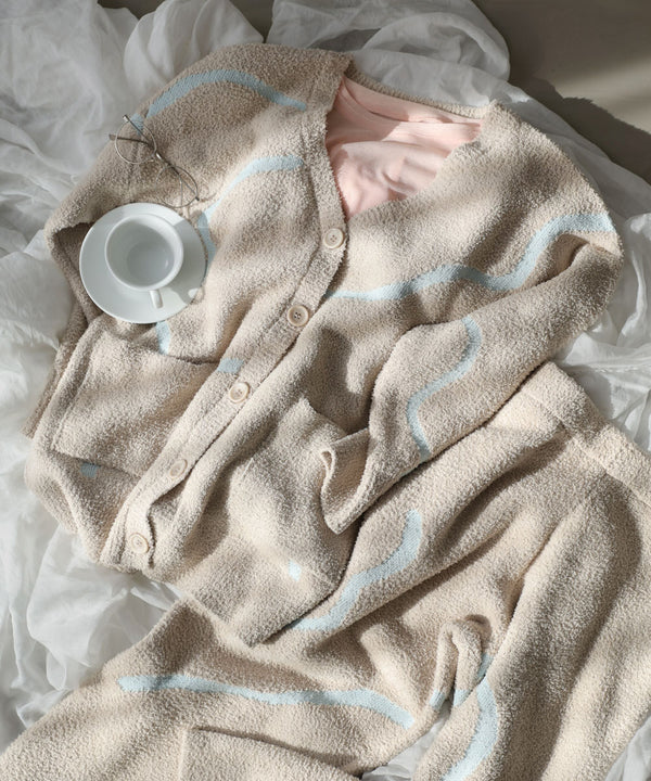 【ルームウェア】ウェーブモチーフふわもちカーディガン