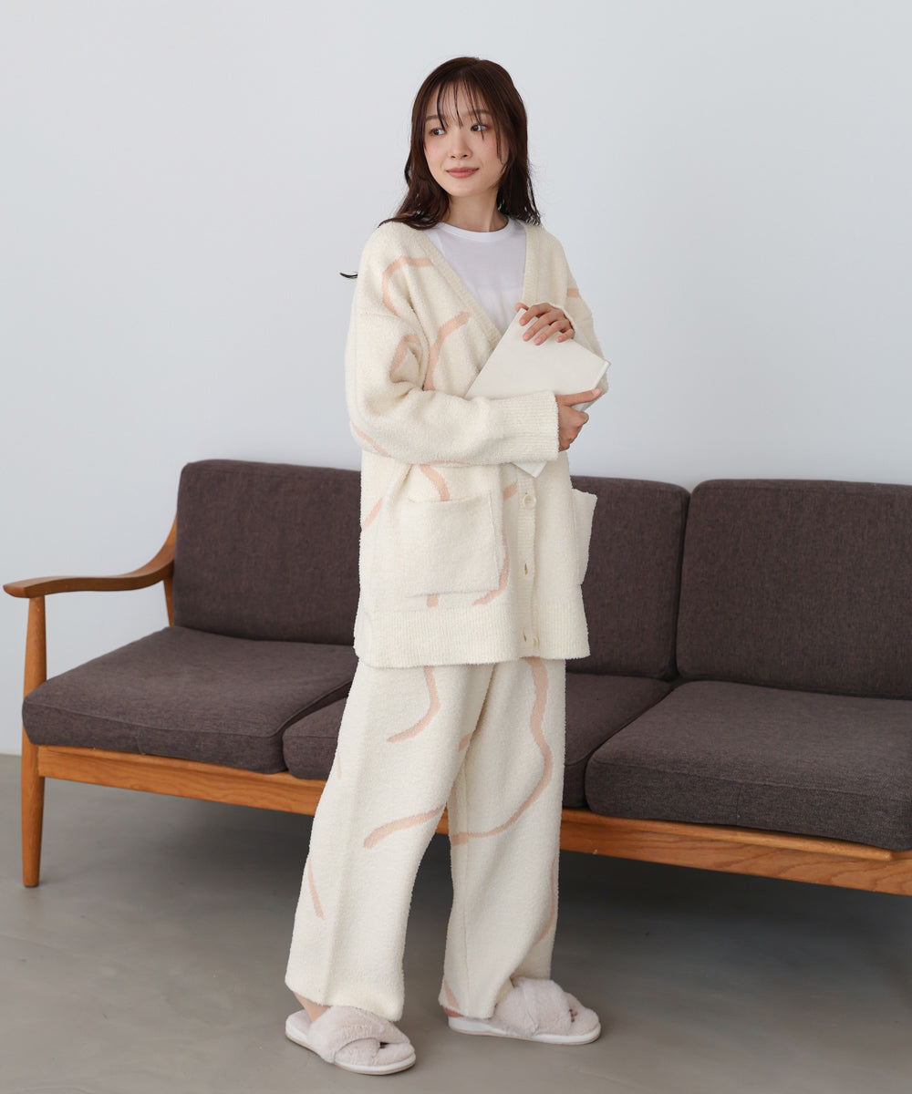 【ルームウェア】ウェーブモチーフふわもちパンツ