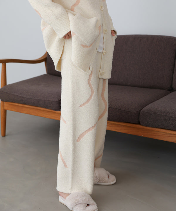 【ルームウェア】ウェーブモチーフふわもちパンツ