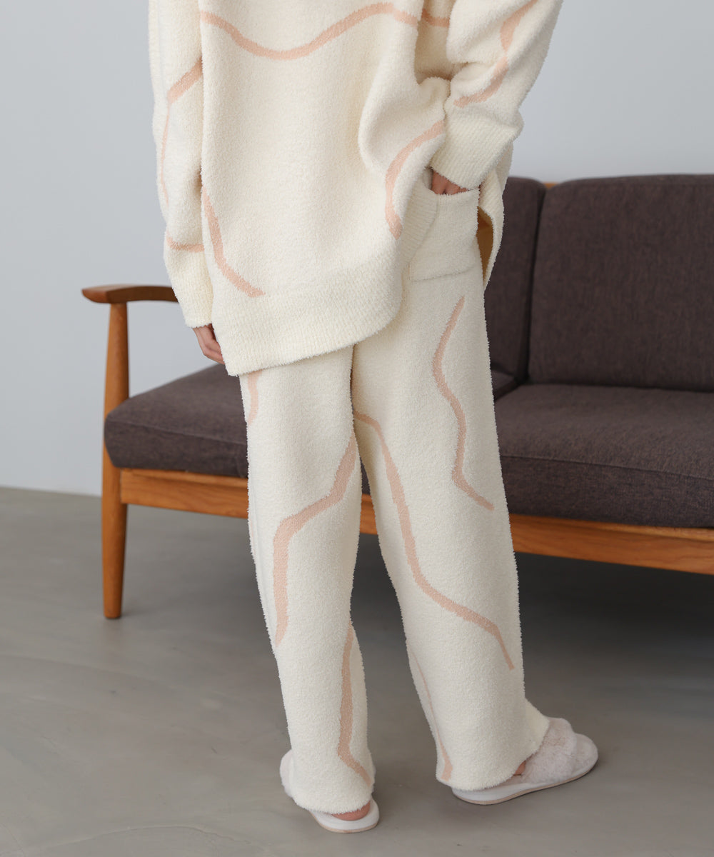 【ルームウェア】ウェーブモチーフふわもちパンツ
