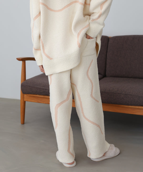 【ルームウェア】ウェーブモチーフふわもちパンツ