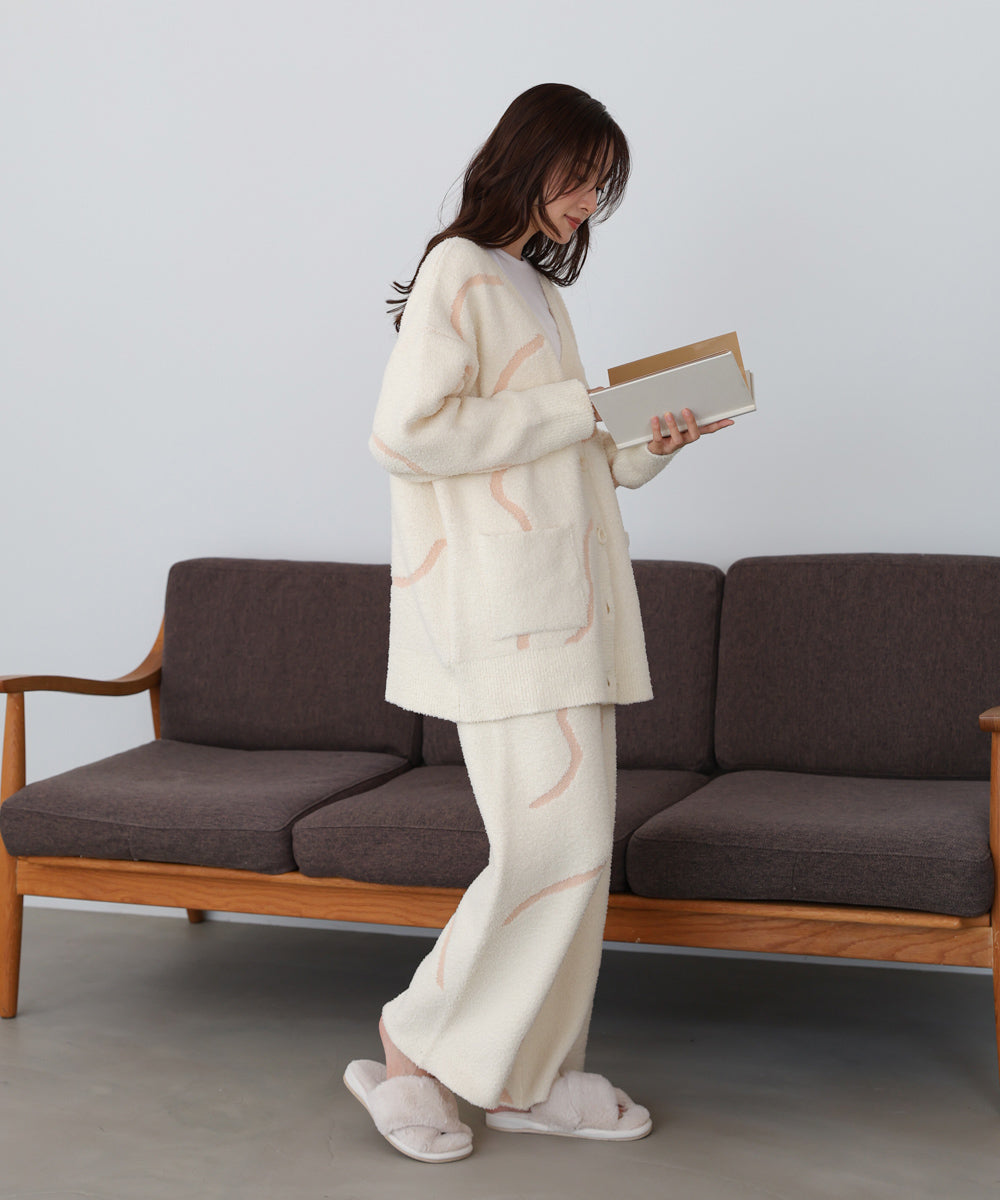 【ルームウェア】ウェーブモチーフふわもちパンツ