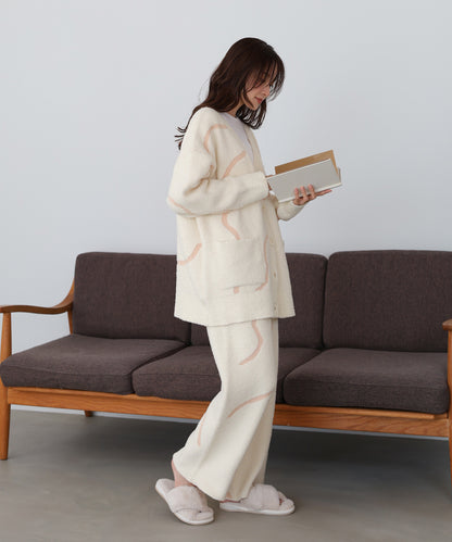 【ルームウェア】ウェーブモチーフふわもちパンツ