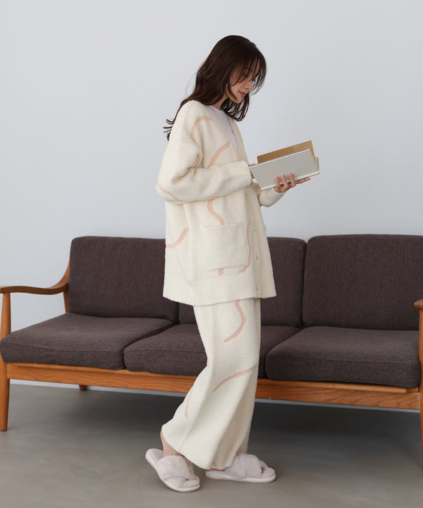 【ルームウェア】ウェーブモチーフふわもちパンツ