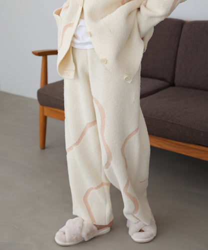 【ルームウェア】ウェーブモチーフふわもちパンツ