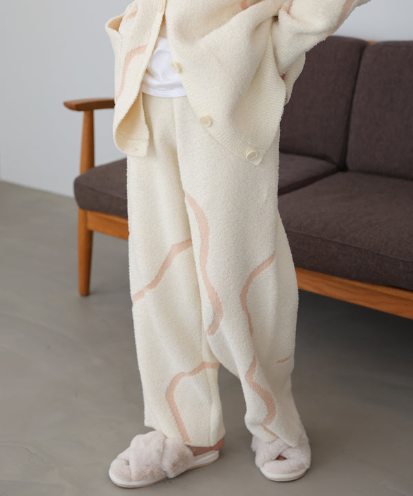 【ルームウェア】ウェーブモチーフふわもちパンツ
