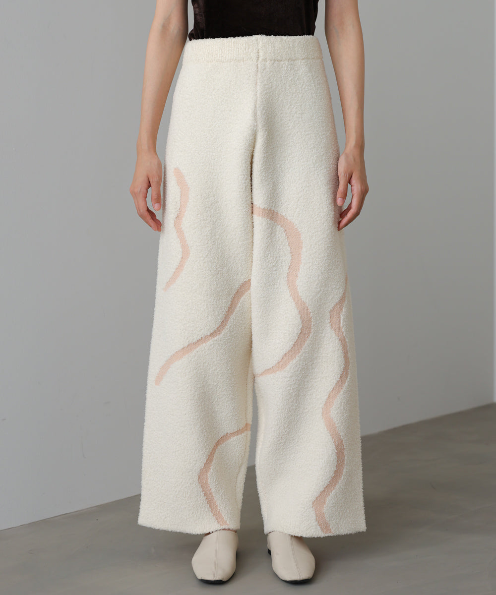【ルームウェア】ウェーブモチーフふわもちパンツ
