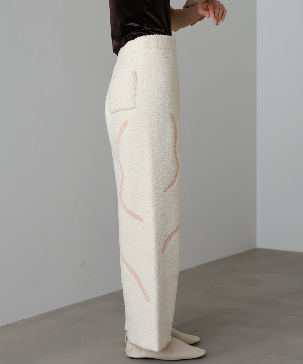 【ルームウェア】ウェーブモチーフふわもちパンツ