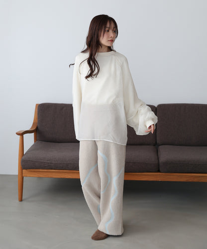 【ルームウェア】ウェーブモチーフふわもちパンツ