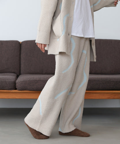 【ルームウェア】ウェーブモチーフふわもちパンツ