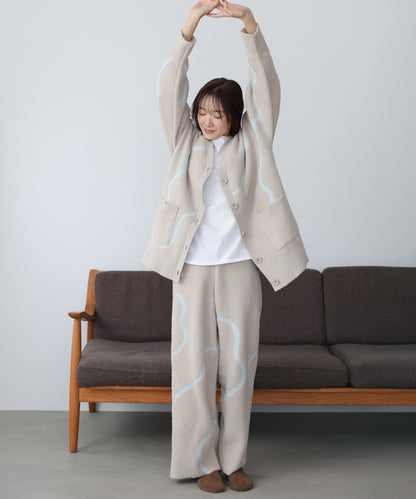 【ルームウェア】ウェーブモチーフふわもちパンツ