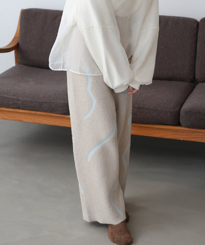 【ルームウェア】ウェーブモチーフふわもちパンツ