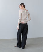 配色ステッチスクエアネックニットトップス