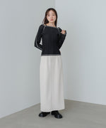 配色ステッチスクエアネックニットトップス