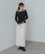 配色ステッチスクエアネックニットトップス