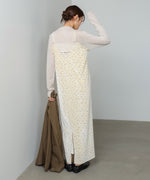 小花柄レース付きベロアキャミワンピース