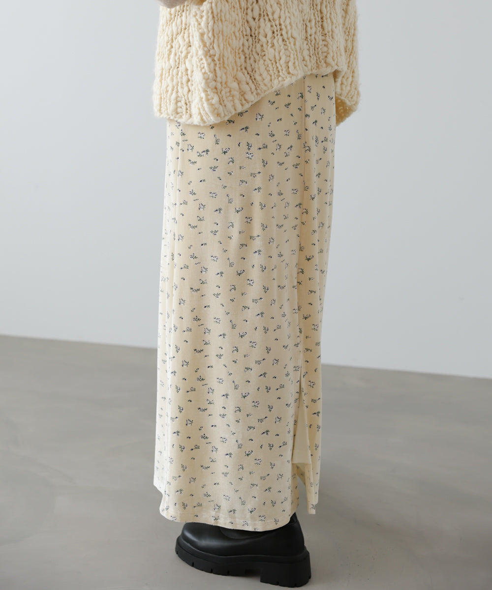 小花柄レース付きベロアキャミワンピース