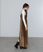 小花柄レース付きベロアキャミワンピース