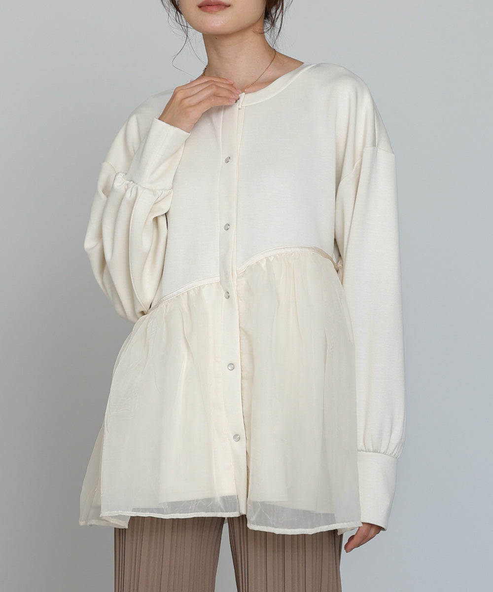 前後2WAYペプラムオーガンジーポンチトップス