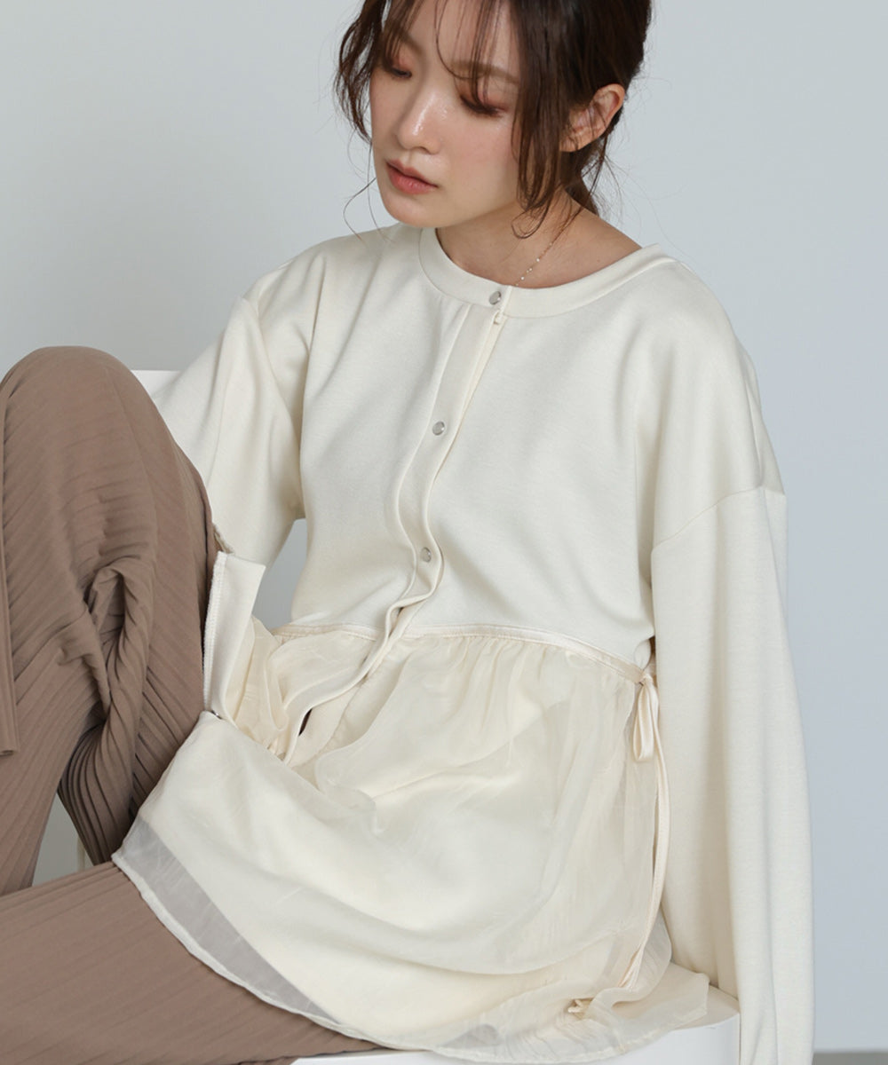 前後2WAYペプラムオーガンジーポンチトップス